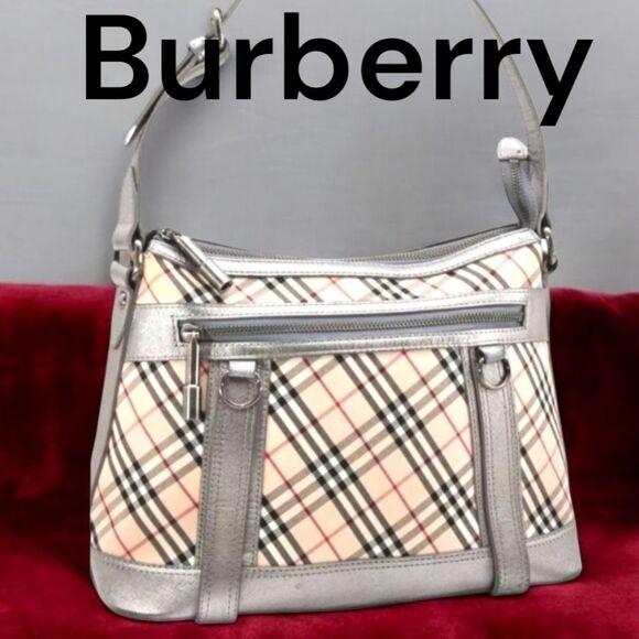 BURBERRY Silver House Check Canvas Tote Medium in Box in Great Condition - Picture 1 of 13